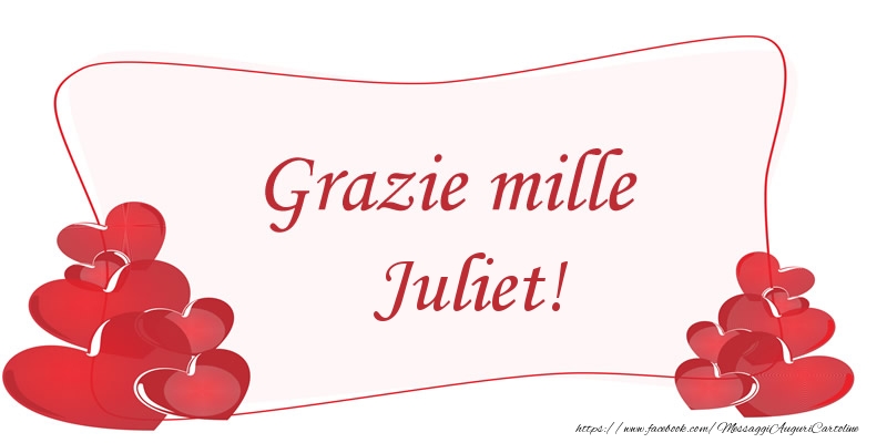 Cartoline di grazie - Cuore | Grazie mille Juliet!