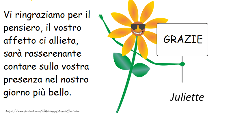 Cartoline di grazie - vi ringrazio Juliette