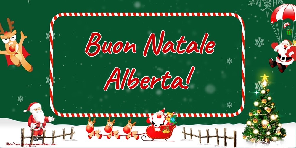  Cartoline di Natale - Albero Di Natale & Babbo Natale & Renna | Buon Natale Alberta!