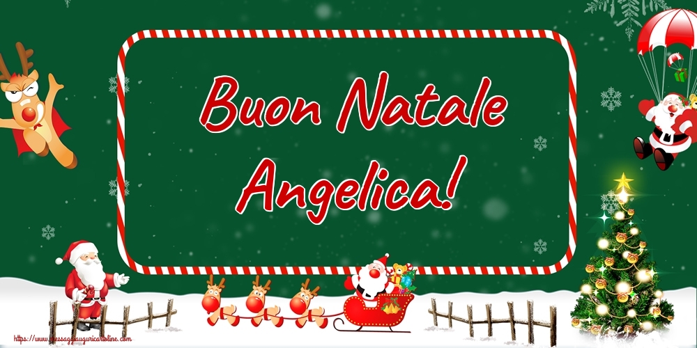 Cartoline di Natale - Albero Di Natale & Babbo Natale & Renna | Buon Natale Angelica!