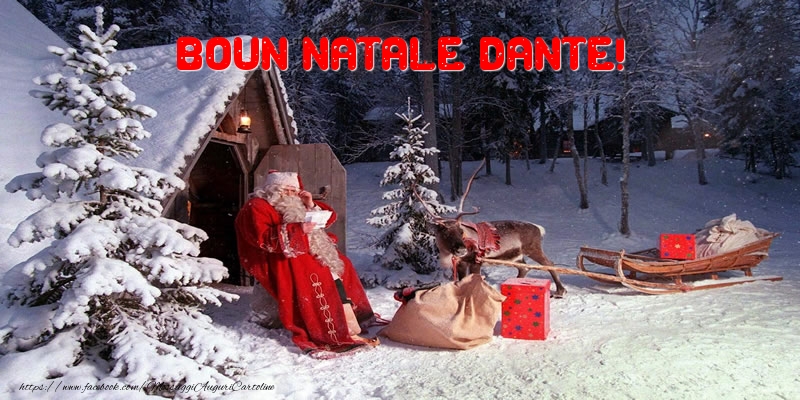 Cartoline di Natale - Albero Di Natale & Babbo Natale & Regalo | Boun Natale Dante!