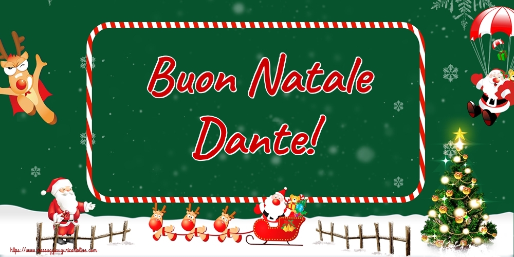Cartoline di Natale - Albero Di Natale & Babbo Natale & Renna | Buon Natale Dante!