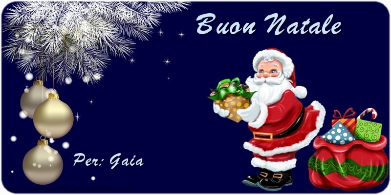 Cartoline di Natale - Albero Di Natale & Babbo Natale & Palle Di Natale & Regalo | Buon Natale Gaia