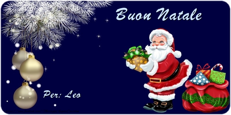  Cartoline di Natale - Albero Di Natale & Babbo Natale & Palle Di Natale & Regalo | Buon Natale Leo