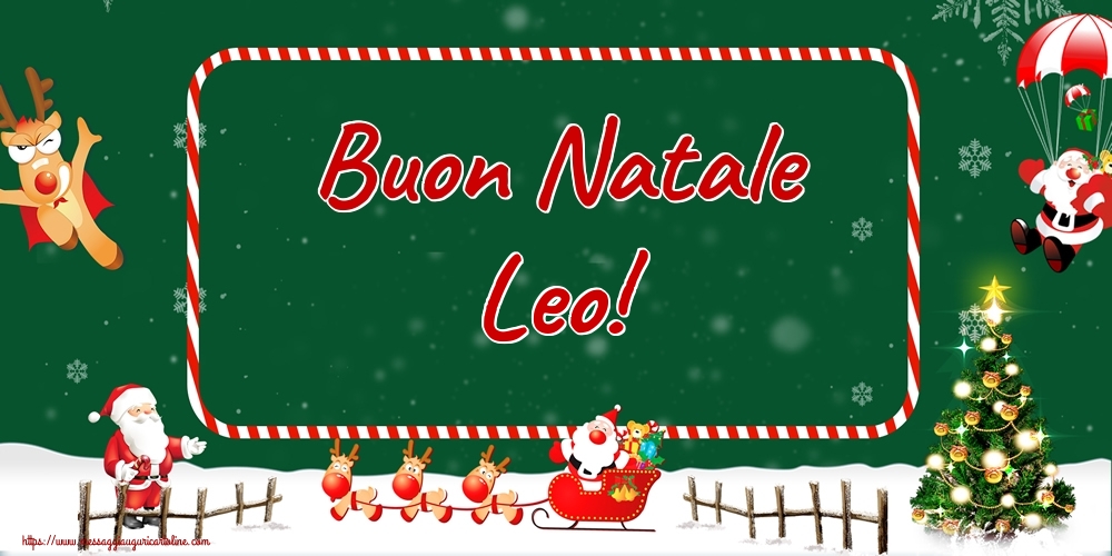  Cartoline di Natale - Albero Di Natale & Babbo Natale & Renna | Buon Natale Leo!