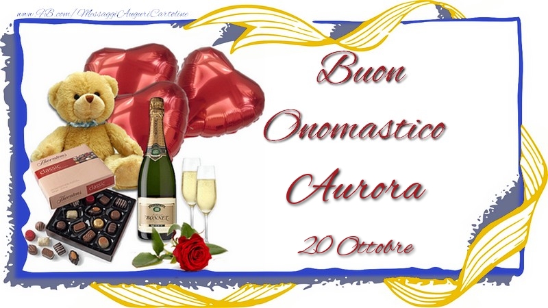  Cartoline di onomastico - Champagne | Buon Onomastico Aurora! 20 Ottobre