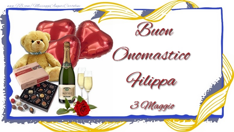 Cartoline di onomastico - Champagne | Buon Onomastico Filippa! 3 Maggio