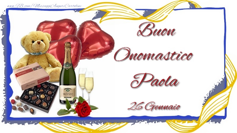 Cartoline di onomastico - Champagne | Buon Onomastico Paola! 26 Gennaio