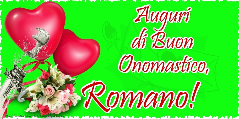  Cartoline di onomastico - Champagne & Cuore & Fiori | Auguri di Buon Onomastico, Romano
