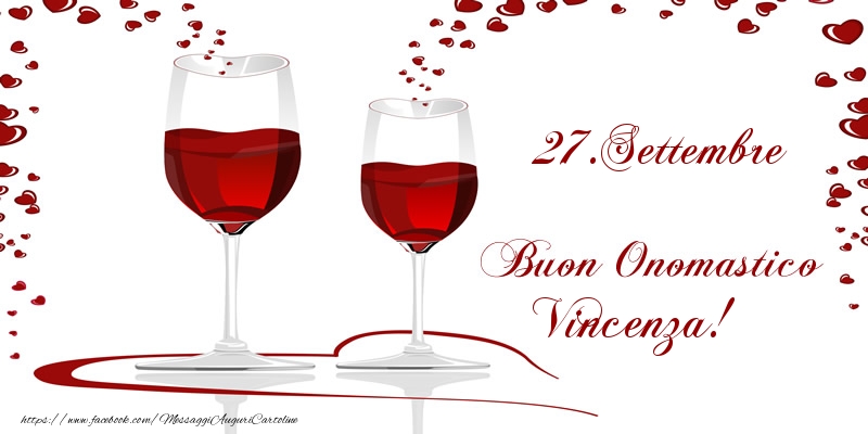 Cartoline di onomastico - Champagne | 27.Settembre Buon Onomastico Vincenza!
