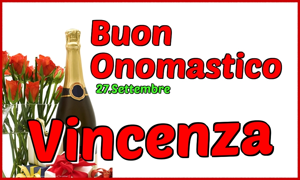  Cartoline di onomastico - Champagne | 27.Settembre - Buon Onomastico Vincenza!